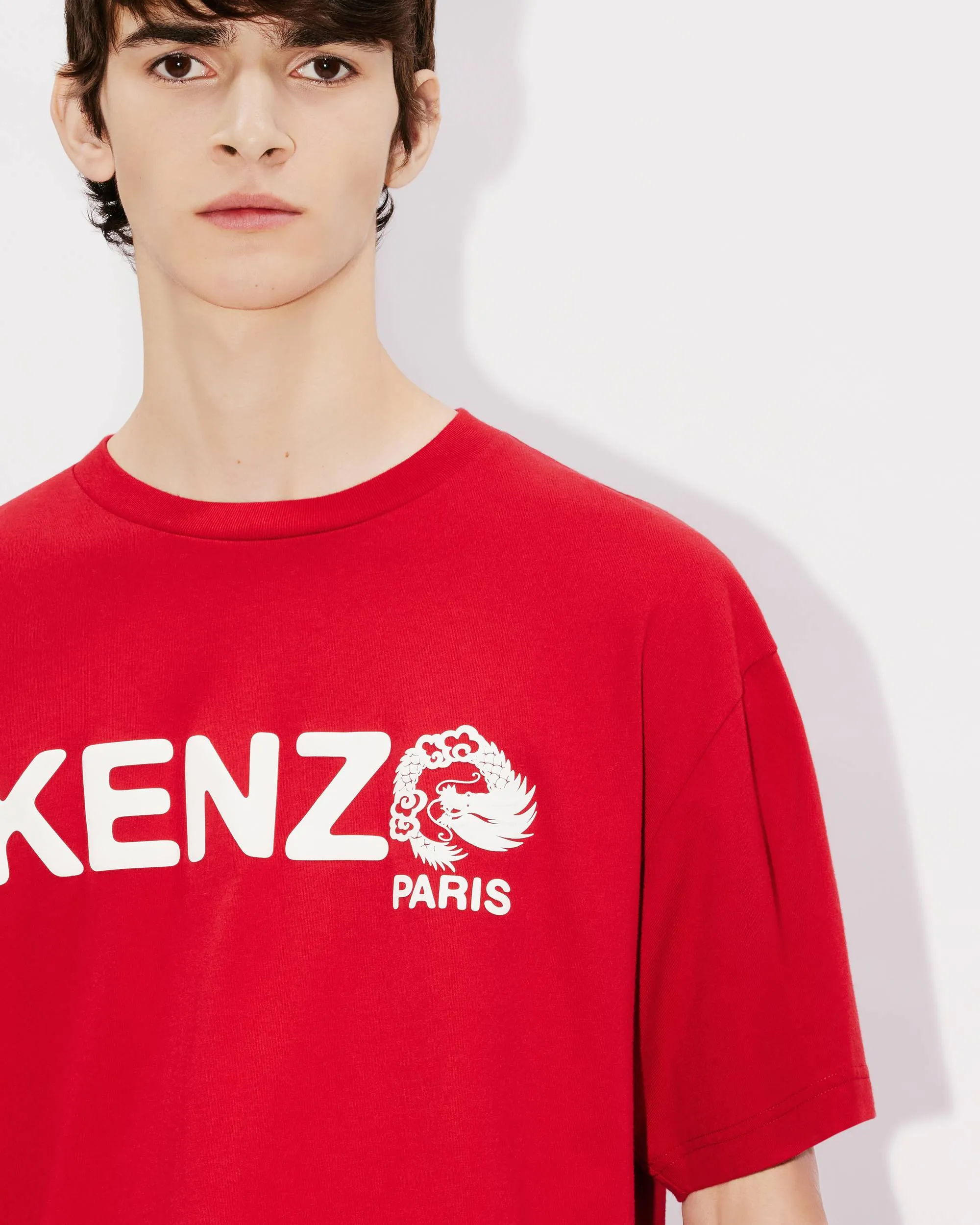 KENZO 24 new spring and summer new products for men and women Same Style dragon letter pattern short-sleeved T-shirt Color: Black Apricot White Tibetan Blue Red Size: M L XL XXL Three Standards Style Number: K 85